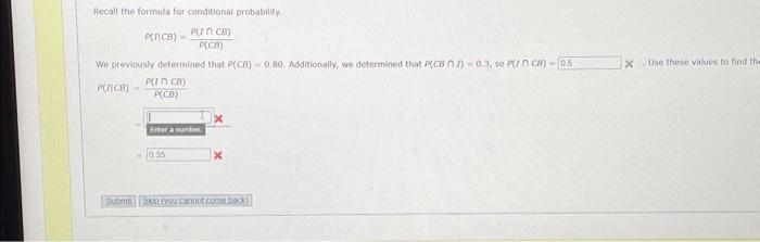 Solved Recall The Formula For Conditionat Probability. | Chegg.com