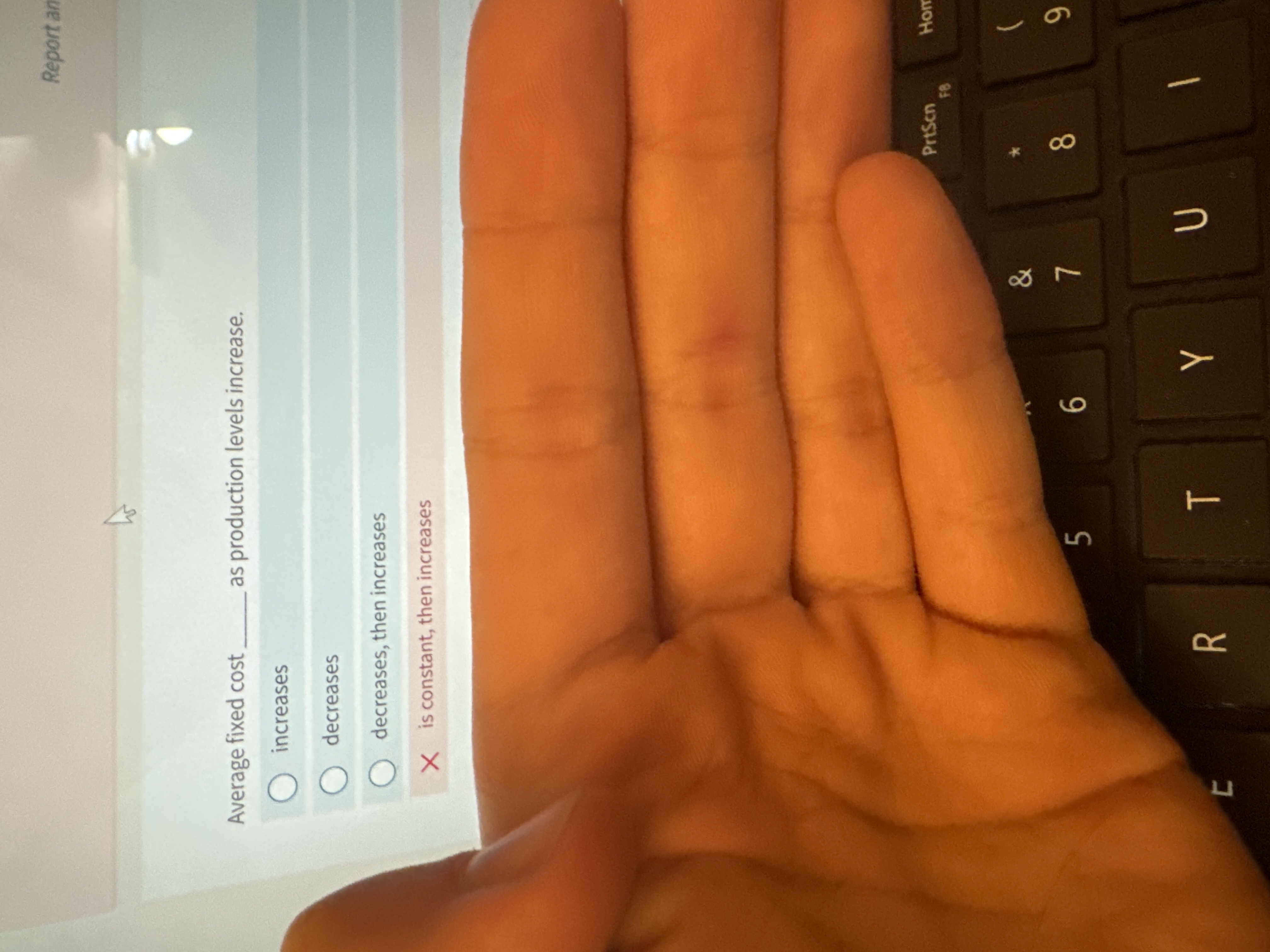 Solved Report anAverage fixed cost q, ﻿as production levels