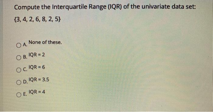 Solved Compute the Interquartile Range (IQR) of the | Chegg.com
