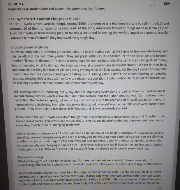 Solved (60) SECTION A Read the case study below and answer | Chegg.com