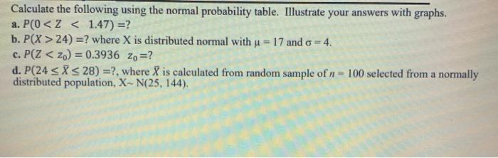 Solved Calculate the following using the normal probability | Chegg.com