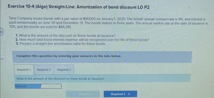 Solved Exercise 10-4 (Algo) Straight-Line: Amortization Of | Chegg.com