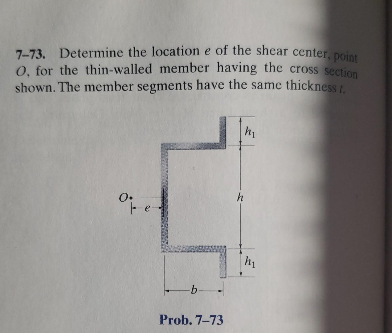 Solved 7-73. Determine the location e of the shear center, | Chegg.com