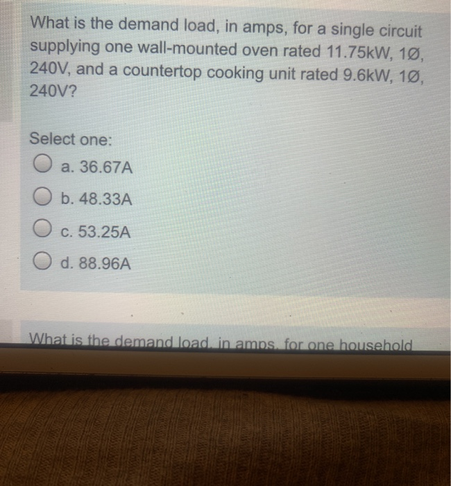 Solved What is the demand load, in amps, for a single