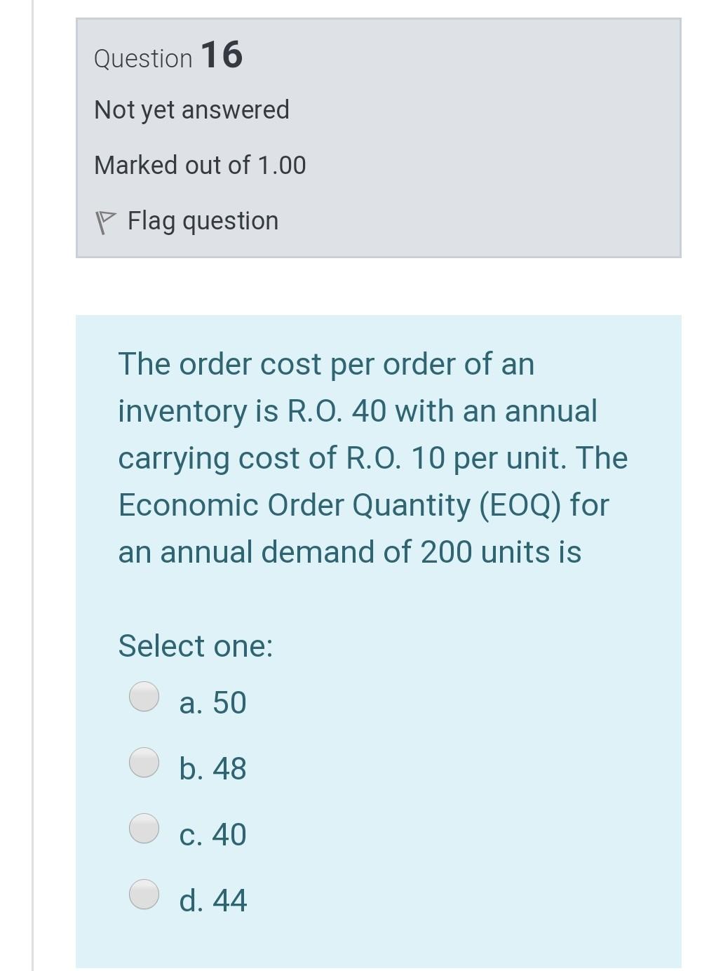 Solved Question 16 Not yet answered Marked out of 1.00 Flag | Chegg.com