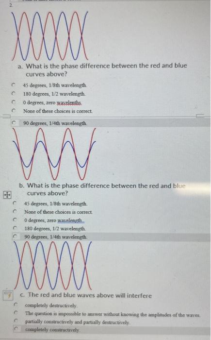 Solved a. What is the phase difference between the red and | Chegg.com
