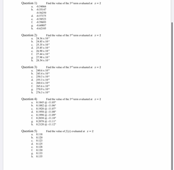 Solved Question 1 Find The Value Of The 3rd Term Evaluat Chegg Com