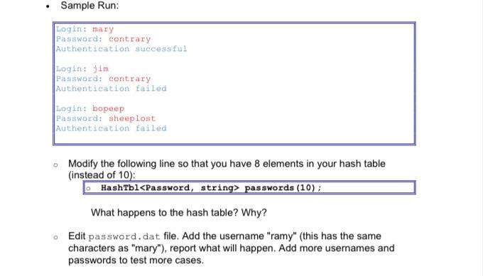 Hash tables can be used to store(load) user login | Chegg.com