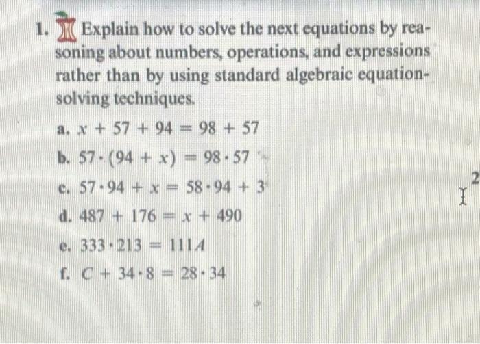 Solved 1. Explain how to solve the next equations by rea- | Chegg.com