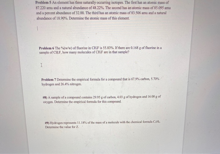Element Problem Solved Problem 5 An element has three naturally occurring | Chegg.com