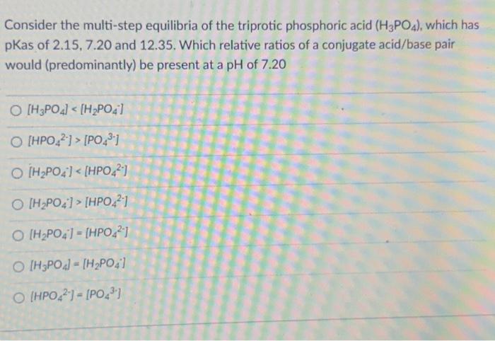 Solved Consider the multi-step equilibria of the triprotic | Chegg.com
