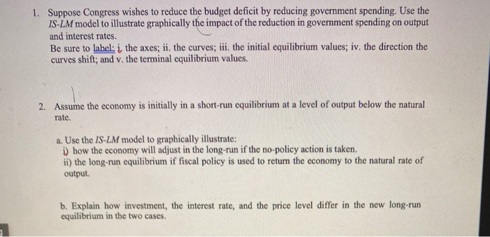 Solved 1. Suppose Congress Wishes To Reduce The Budget | Chegg.com