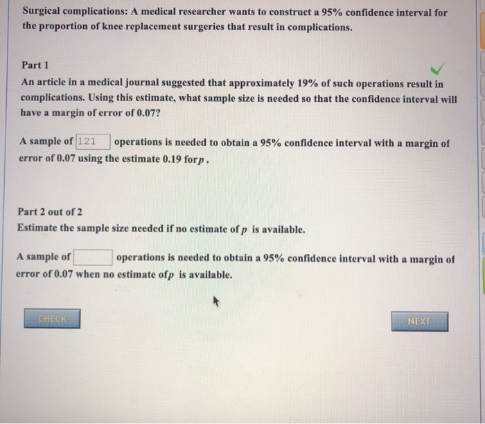 Solved Surgical complications: A medical researcher wants to | Chegg.com