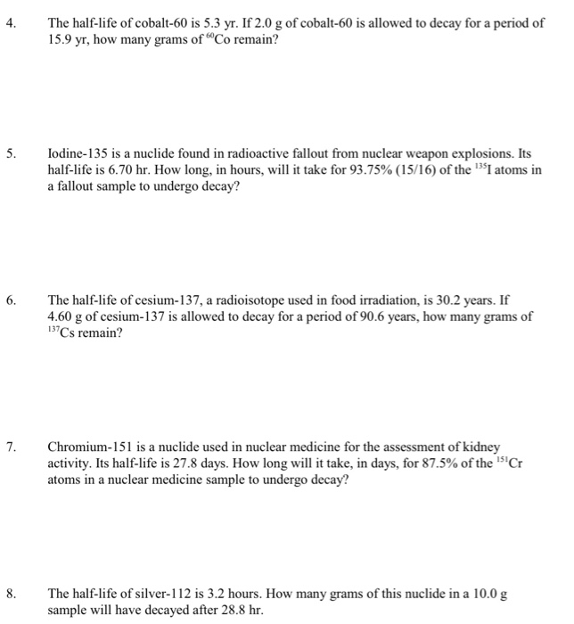Solved 1 de 3 The Rate of Radioactive Decay and Half-Life | Chegg.com