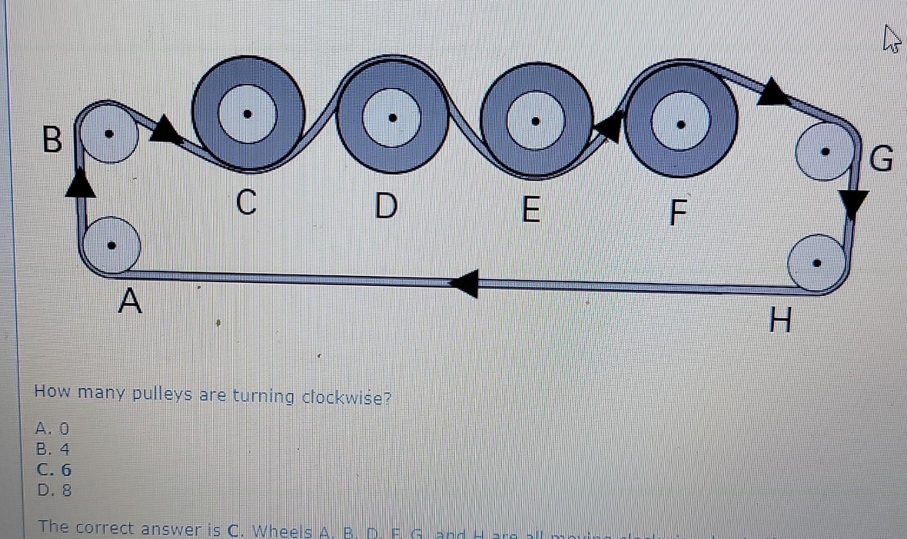 Solved DOO C D A How many pulleys are turning clockwise? C.