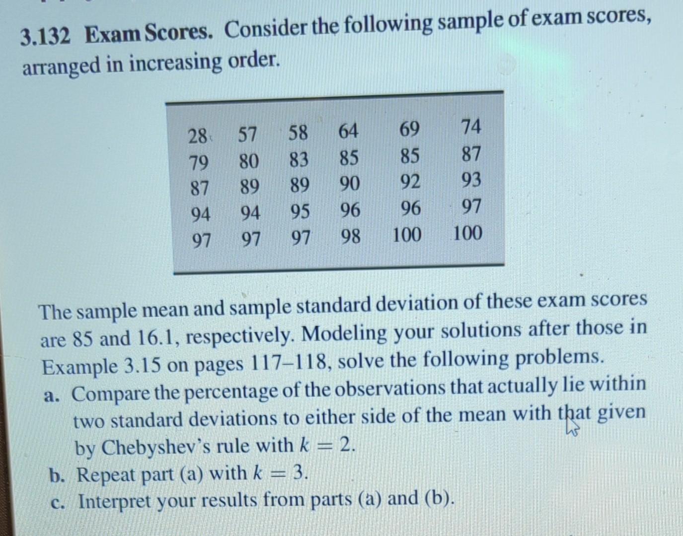 Solved 3.132 Exam Scores. Consider the following sample of | Chegg.com