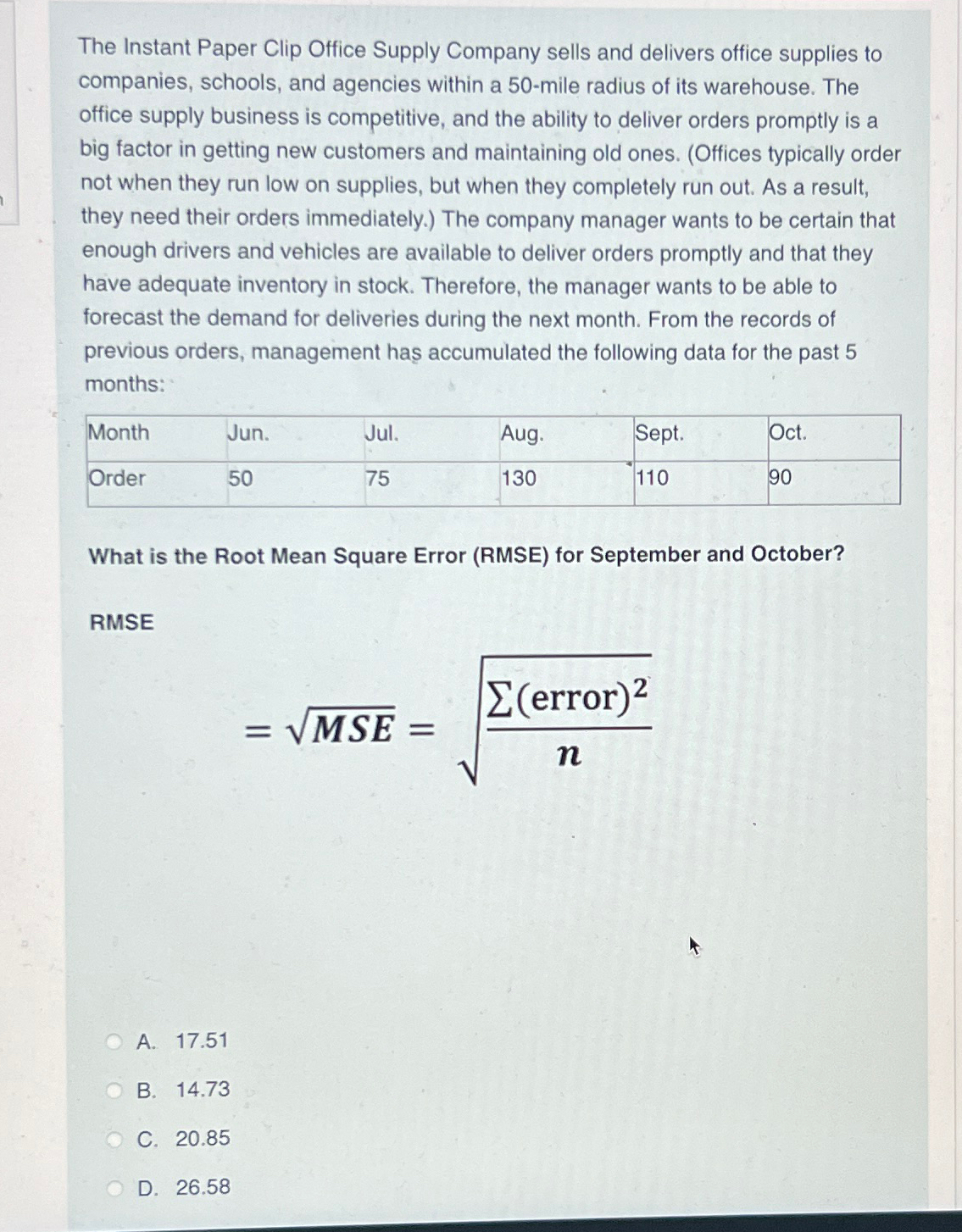 Solved The Instant Paper Clip Office Supply Company sells