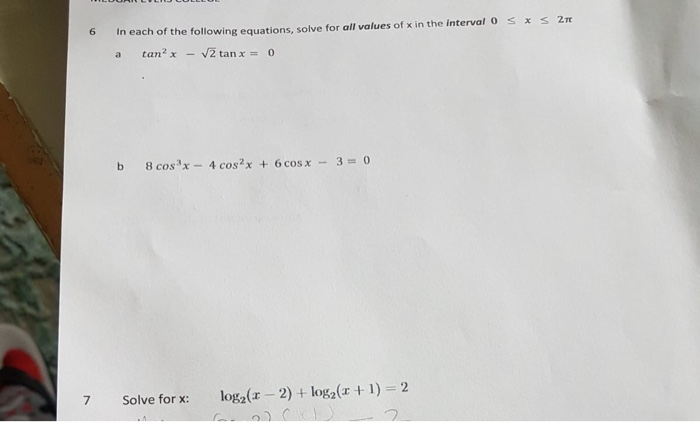 Solved SX S20 6 in each of the following equations, solve | Chegg.com