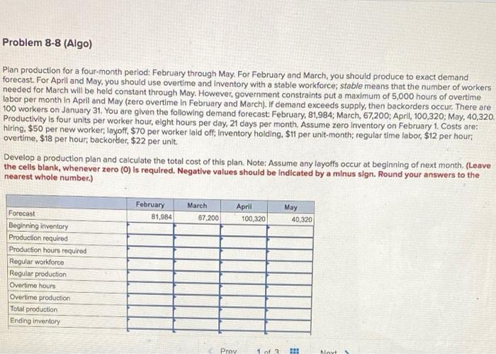 solved-problem-8-8-algo-plan-production-for-a-four-month-chegg