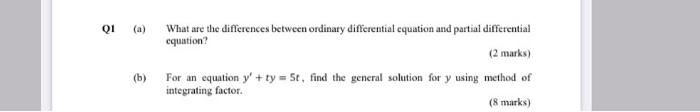 Solved Q1 (a) What are the differences between ordinary | Chegg.com