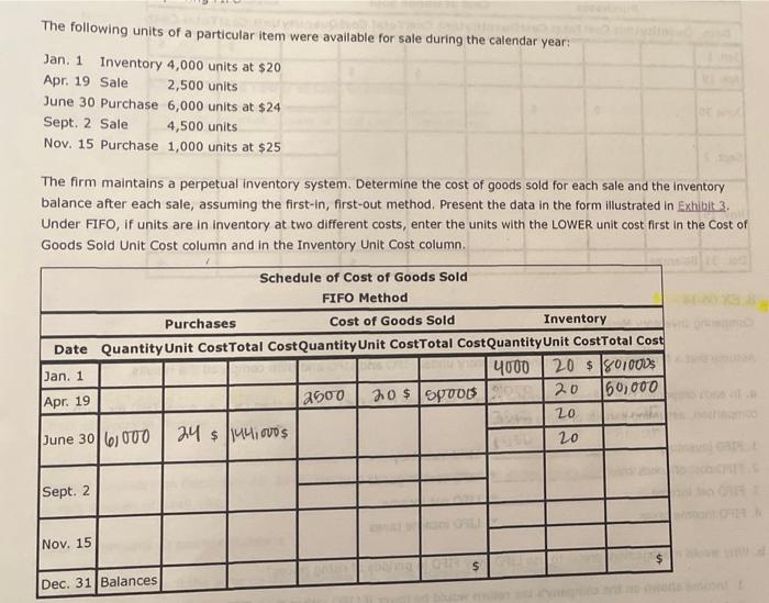 Solved The following units of a particular item were