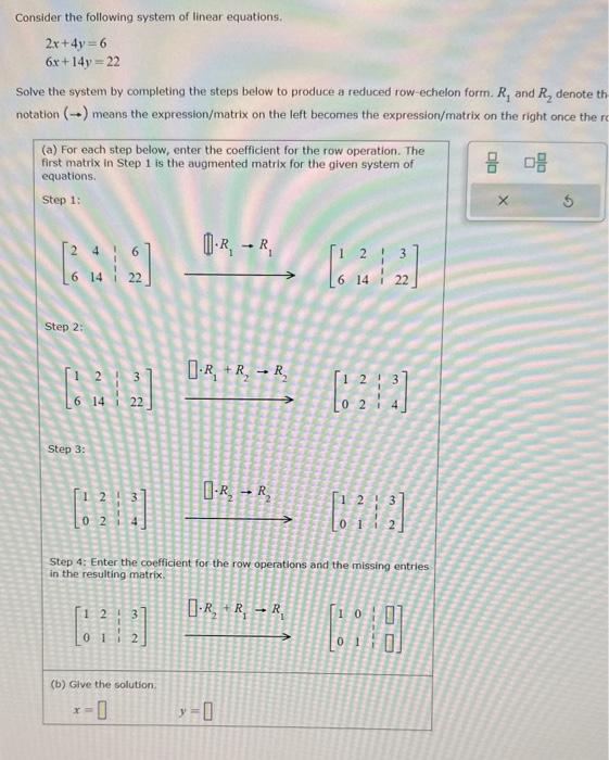 Solved Consider the following system of linear equations. | Chegg.com