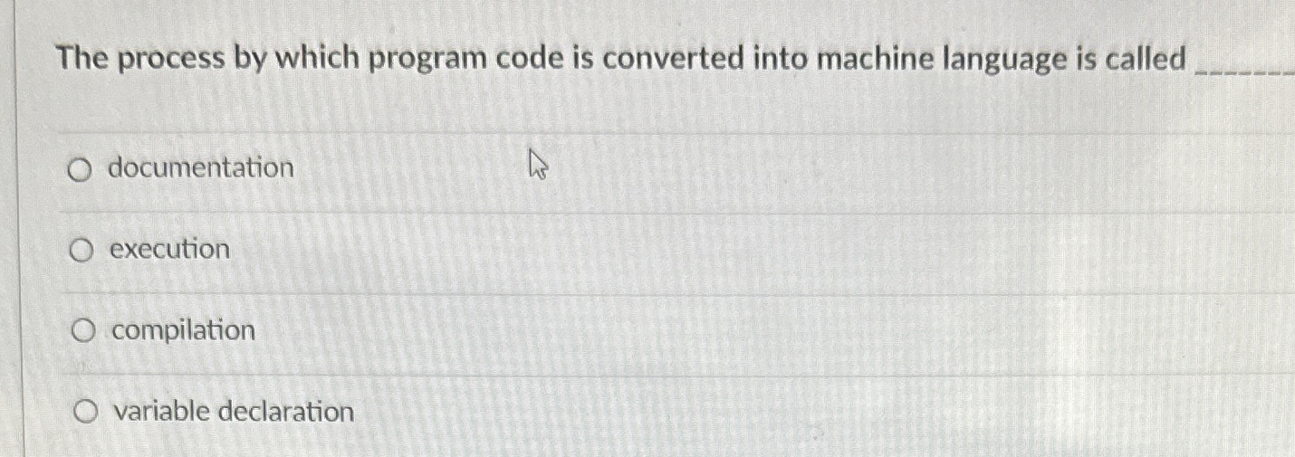 Solved The process by which program code is converted into | Chegg.com