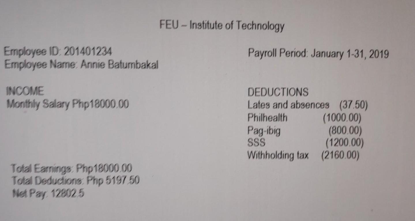 Solved Create a program that generates monthly payroll of | Chegg.com