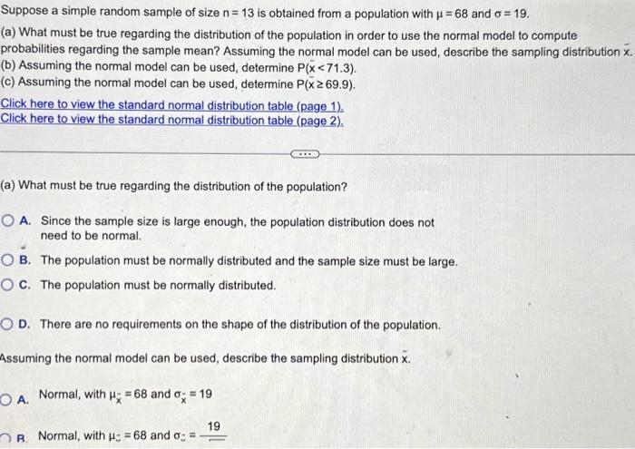 Solved Suppose a simple random sample of size n=13 is | Chegg.com
