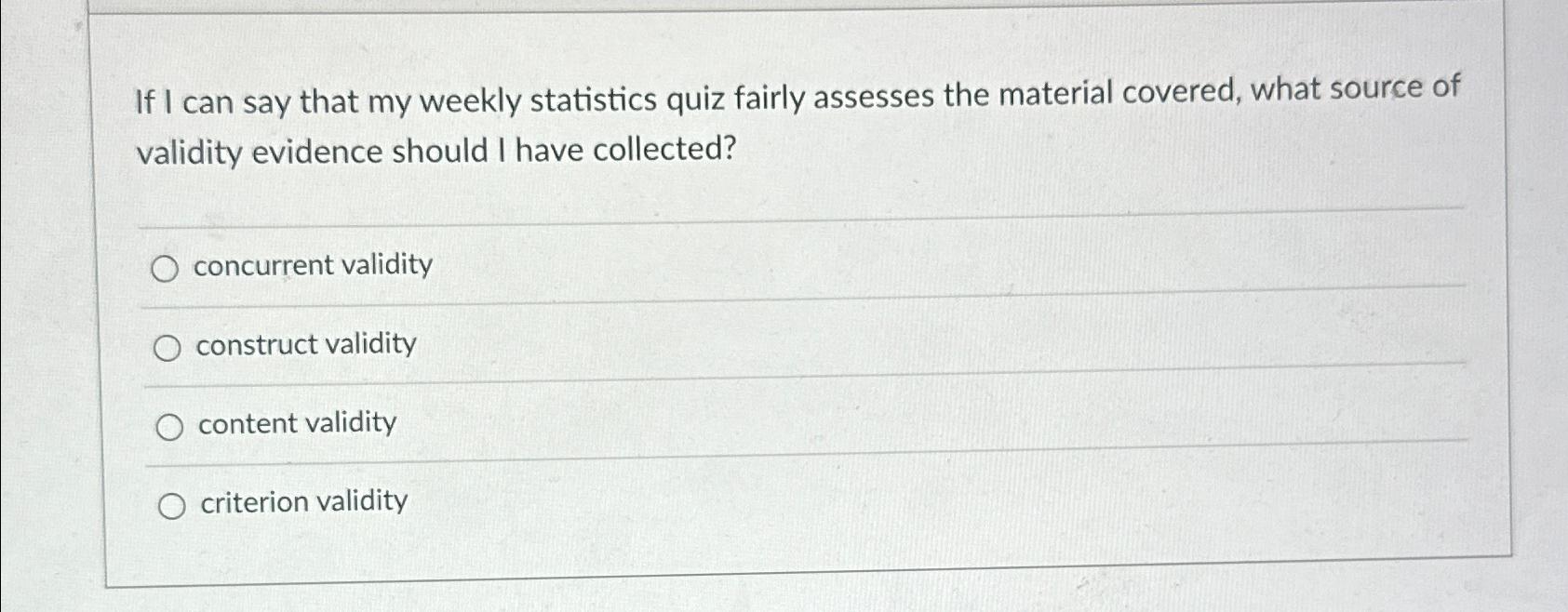 Solved If I can say that my weekly statistics quiz fairly | Chegg.com