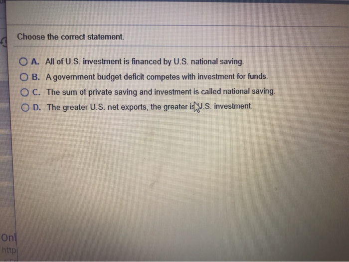 Solved Choose the correct statement. O A. All of U.S. | Chegg.com