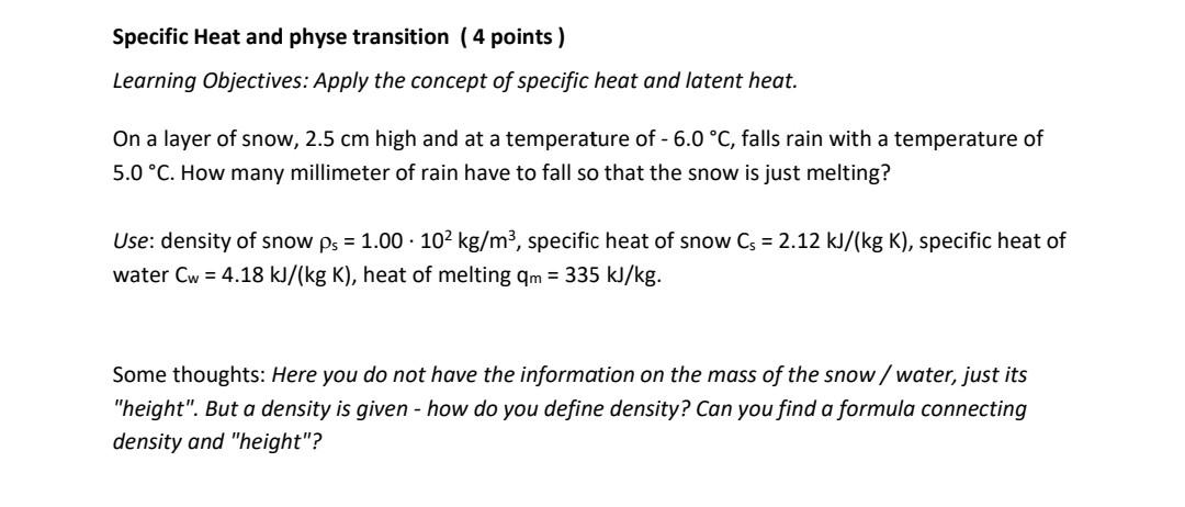 Solved Specific Heat and physe transition ( 4 points) | Chegg.com