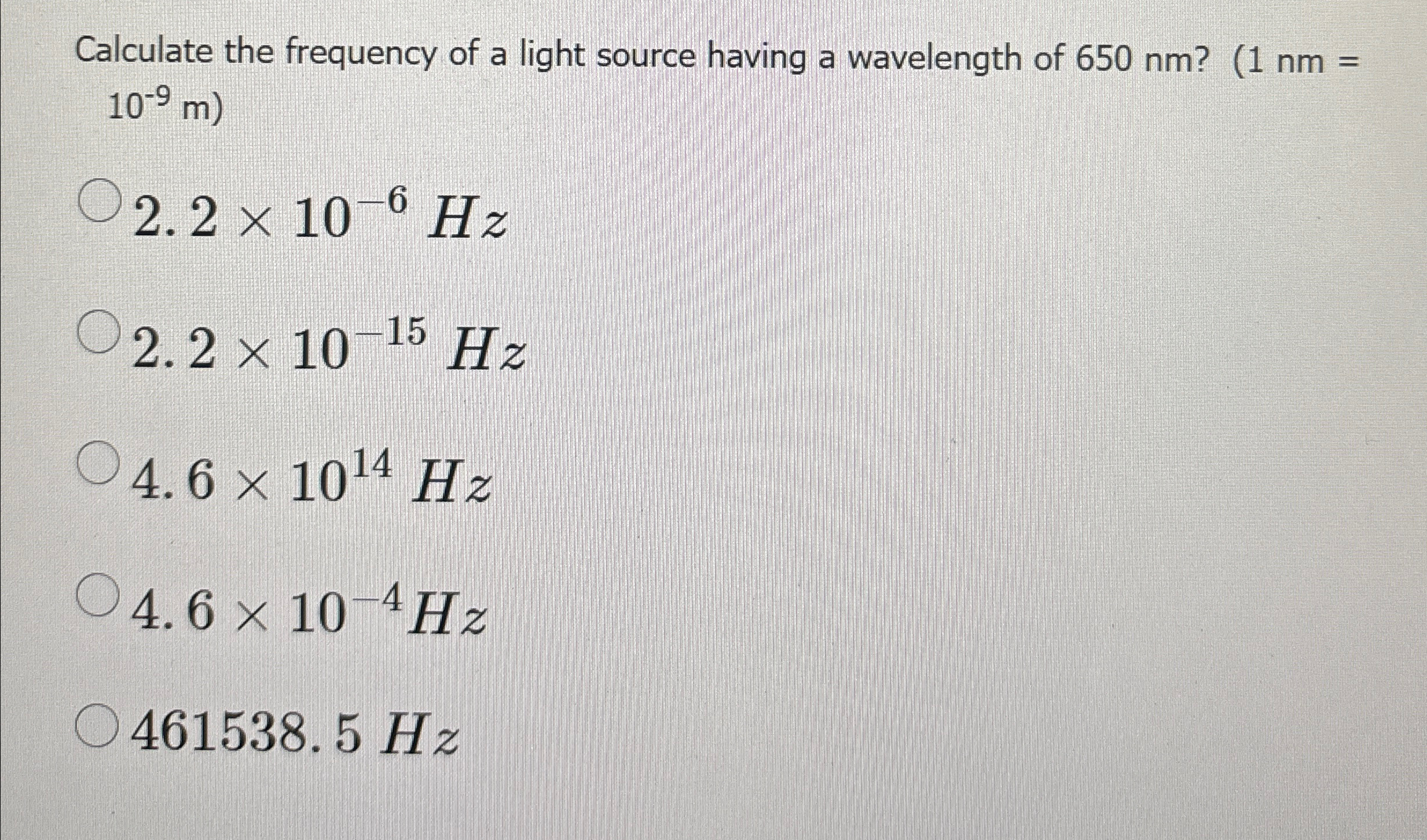 Solved Calculate the frequency of a light source having a | Chegg.com