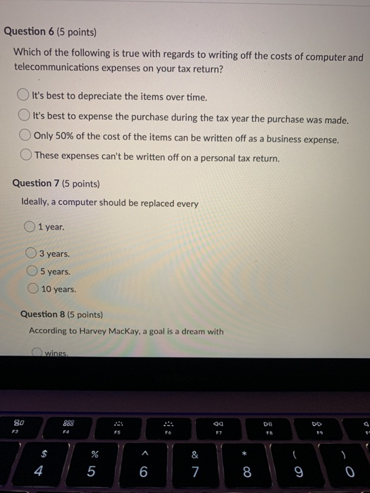 Solved Question 6 (5 points) Which of the following is true | Chegg.com