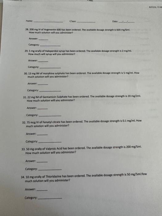 Solved please answer all the questions and put the drug | Chegg.com
