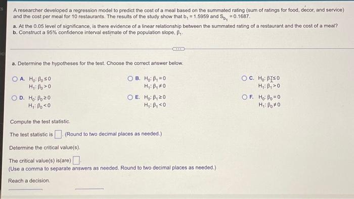 Solved A researcher developed a regression model to predict | Chegg.com