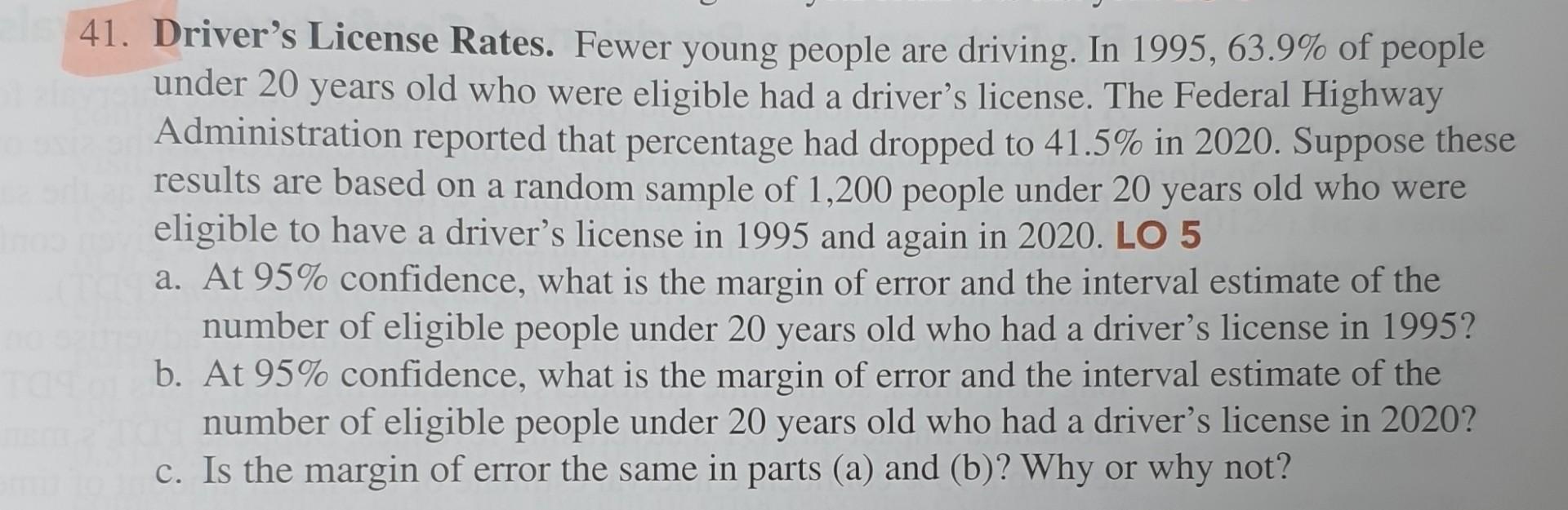 Solved 41 Driver S License Rates Fewer Young People Are