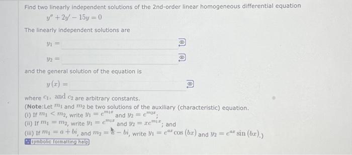 Solved Find Two Linearly Independent Solutions Of The 4313