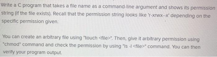Solved Write a C program that takes a file name as a | Chegg.com