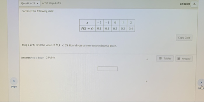 Solved Question 21. of 30 Step 1 of 5 02:20:51 Consider the | Chegg.com