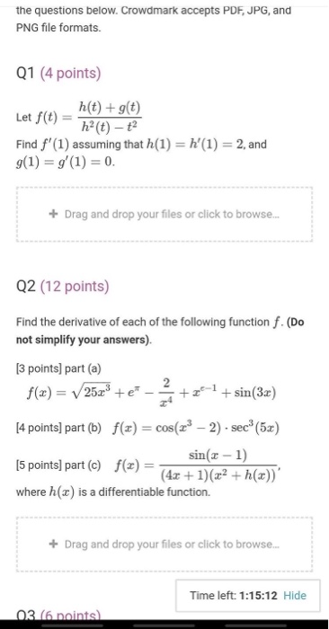 Solved The Questions Below Crowdmark Accepts Pdf Jpg A Chegg Com