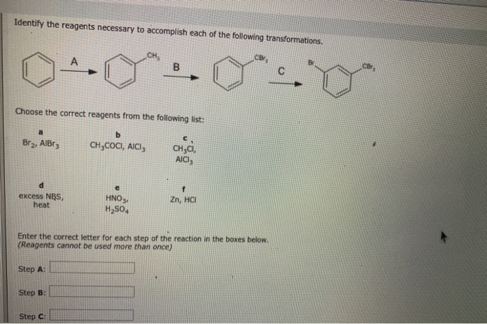 Solved Identify the reagents necessary to accomplish each of | Chegg.com