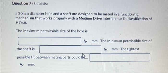 Solved A 1.25′′ diameter hole and a shaft are designed to be | Chegg.com