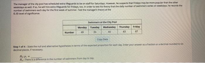 Solved The manager of the city pool has scheduled extra | Chegg.com