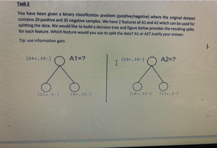 Solved Task 2 You have been given a binary classification | Chegg.com