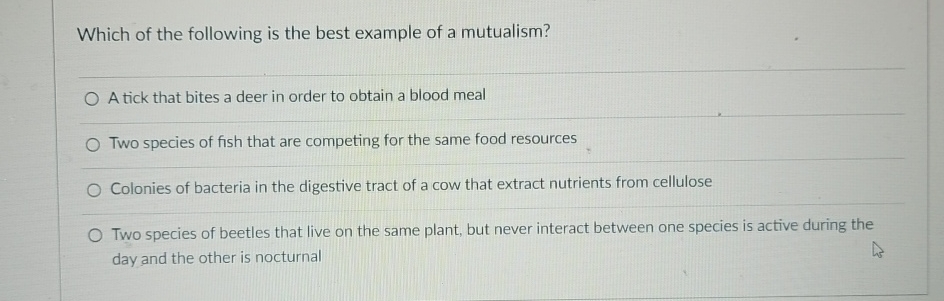 Solved Which of the following is the best example of a | Chegg.com