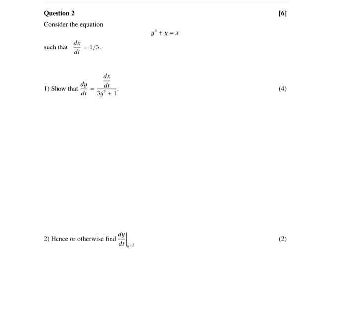 Question 2 Consider the equation dx such that = 1/3. | Chegg.com