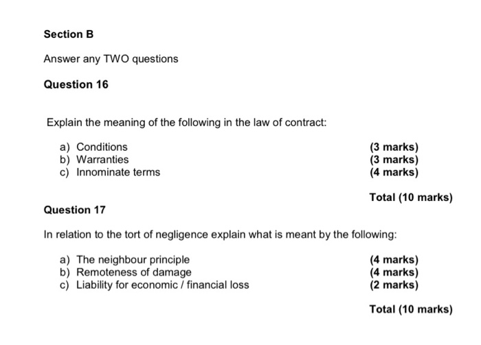 Solved Section B Answer Any TWO Questions Question 16 | Chegg.com