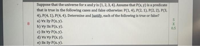 Solved Suppose that the universe for x and y is {1,2,3,4}. | Chegg.com