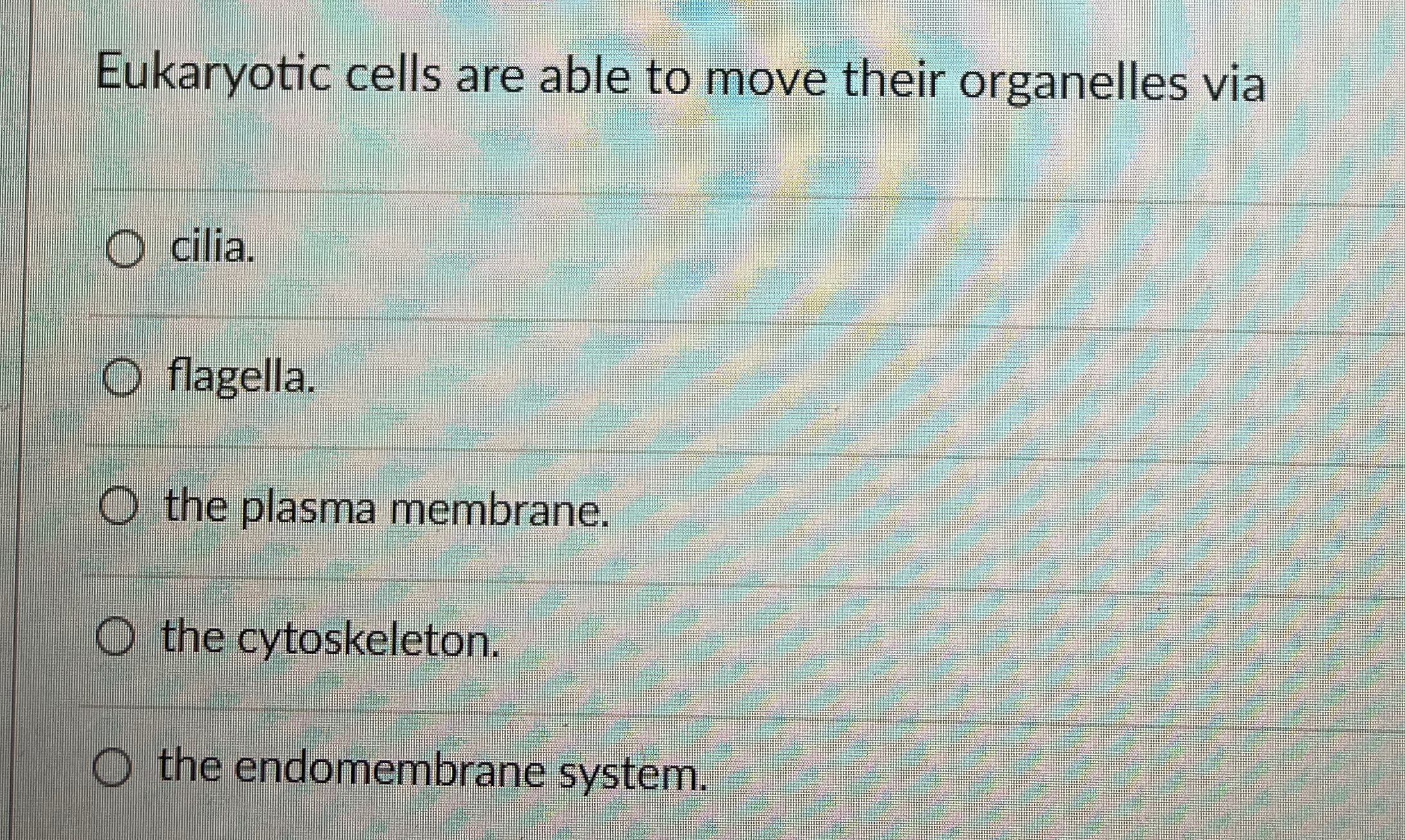 Solved Eukaryotic cells are able to move their organelles | Chegg.com